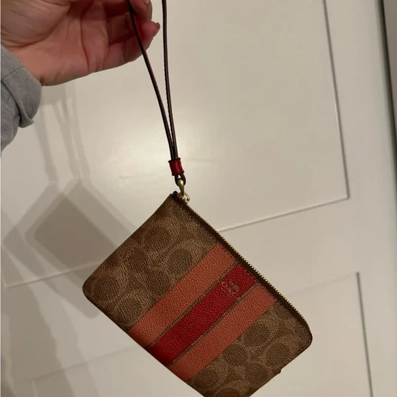 Coach Tan and Red Wristlet - Picture 3 of 5